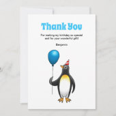 Carte De Remerciements Anniversaire du Penguin (Devant)