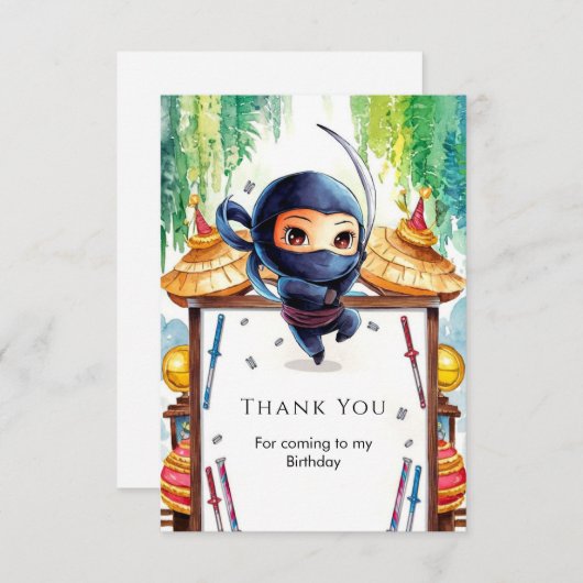 Carte De Remerciements Anniversaire d'un espion ninja fantaisiste (Devant / Derrière)