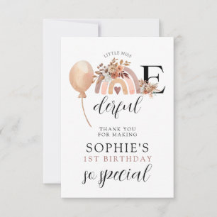 Carte De Remerciements Anniversaire d'une fille arc-en-ciel magnifique