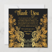 Carte De Remerciements Anniversaire élégant du Mariage noir et or (Devant)