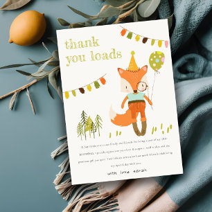 Carte De Remerciements Anniversaire Élégant et Mignon Renard de Fête Enfa