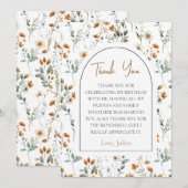 Carte De Remerciements Anniversaire élégant fleur sauvage (Devant / Derrière)