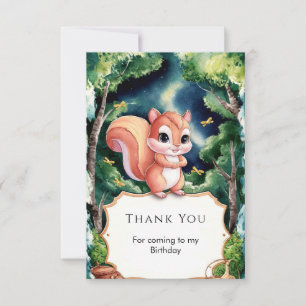Carte De Remerciements Anniversaire Enchanté de l'Écureuil Mignon