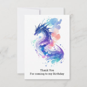 Carte De Remerciements Anniversaire enchanté du dragon qui respire le feu