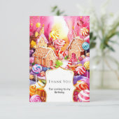 Carte De Remerciements Anniversaire Enchanté et Mignon à Candyland (Debout devant)