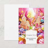 Carte De Remerciements Anniversaire Enchanté et Mignon à Candyland (Devant / Derrière)