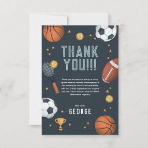 Carte De Remerciements Anniversaire Enfants Garçons Sport Moderne Bleu