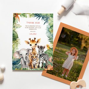 Carte De Remerciements Anniversaire Enfants Safari Jungle Animaux pour Fi