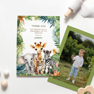 Carte De Remerciements Anniversaire Enfants Safari Jungle Animaux pour Ga