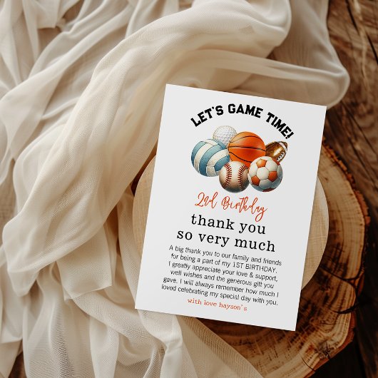 Carte De Remerciements Anniversaire Enfants Sports Modernes 2 ans