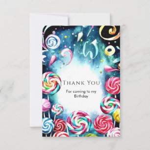 Carte De Remerciements Anniversaire Fantaisiste Candyland aux Paillettes
