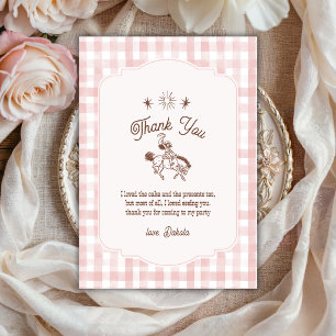 Carte De Remerciements Anniversaire Fille Cowgirl Vintage Rose Gingham