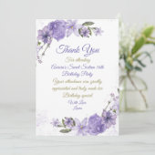 Carte De Remerciements Anniversaire floral pourpre (Debout devant)