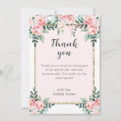 Carte De Remerciements Anniversaire floral rose (Devant)