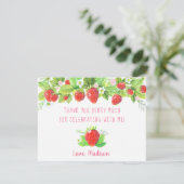 Carte De Remerciements Anniversaire floral rose fraise (Debout devant)