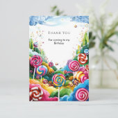 Carte De Remerciements Anniversaire Fun Lollipop Candyland (Debout devant)