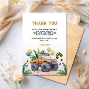 Carte De Remerciements Anniversaire Garçon Safari Jungle Camion Monstre