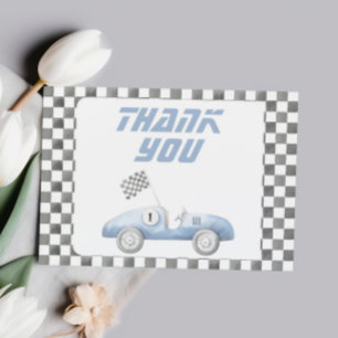 Carte De Remerciements Anniversaire Garçon UN Voiture de Course Bleue Rap