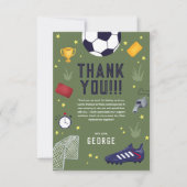 Carte De Remerciements Anniversaire Garçons Football Vert Sports Enfants (Devant)