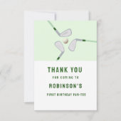 Carte De Remerciements Anniversaire golf Par-tee trou en un moderne (Devant)