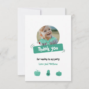 Carte De Remerciements Anniversaire Halloween drôle vert et blanc. Sur me