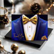 Anniversaire Homme Tuxedo Bleu Royal Or