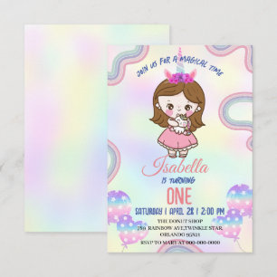 Carte De Remerciements Anniversaire kawaii arc-en-ciel unicorn Party for