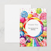 Carte De Remerciements Anniversaire Magique de Candyland aux Pastels (Devant / Derrière)