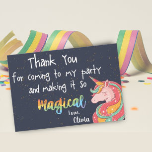 Carte De Remerciements Anniversaire Magique Licorne Arc-en-ciel Étincelle