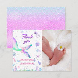 Carte De Remerciements Anniversaire Magique Sirène Rose Violet