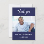 Carte De Remerciements Anniversaire marine bleu photo simple (Devant)