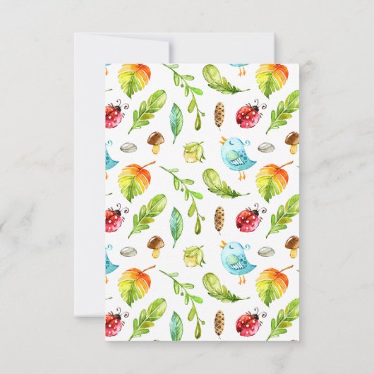 Carte De Remerciements Anniversaire mignon d'aquarelle de créatures de (Dos)