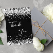 Carte De Remerciements Anniversaire noir argent parties scintillant pouss