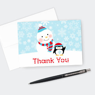 Carte De Remerciements Anniversaire ONEderland Hiver Bonhomme de neige et