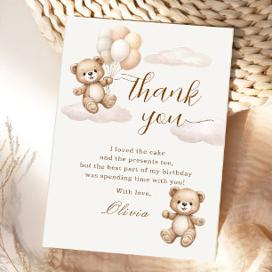 Carte De Remerciements Anniversaire Ourson