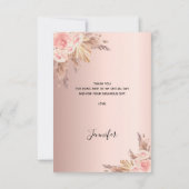 Carte De Remerciements Anniversaire pampas herbe rose or florales boho (Dos)