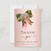 Carte De Remerciements Anniversaire photo arc or rose (Devant)
