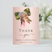 Carte De Remerciements Anniversaire photo arc or rose (Debout devant)