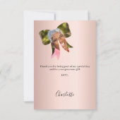 Carte De Remerciements Anniversaire photo arc or rose (Dos)