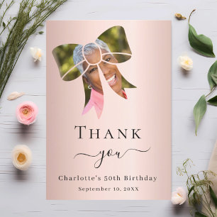Carte De Remerciements Anniversaire photo arc or rose