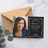 Carte De Remerciements Anniversaire photo manuscrite arc noir blanc