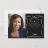 Carte De Remerciements Anniversaire photo manuscrite arc noir blanc (Devant)