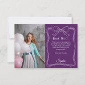 Carte De Remerciements Anniversaire photo manuscrite arc violet (Devant)