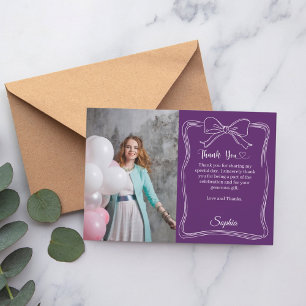 Carte De Remerciements Anniversaire photo manuscrite arc violet