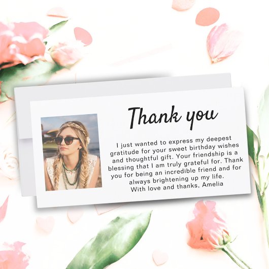 Carte De Remerciements Anniversaire photo simple