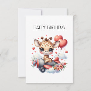 Carte De Remerciements Anniversaire Pilote Girafe