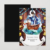 Carte De Remerciements Anniversaire pirate aventure pour enfants boho (Devant / Derrière)