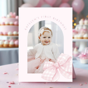 Carte De Remerciements Anniversaire premier avec un nœud rose