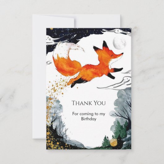 Carte De Remerciements Anniversaire Renard Amusant Fantaisiste (Devant)