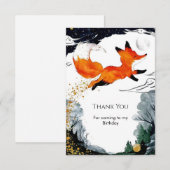 Carte De Remerciements Anniversaire Renard Amusant Fantaisiste (Devant / Derrière)